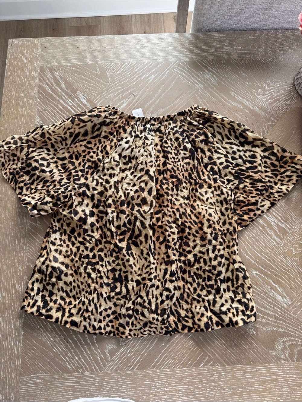 Banana Republic Leopard Print Short Sleeve Blouse - Tan/Black - Picture 3 of 4